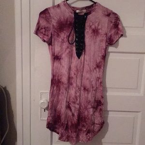 Tie up tie dye dress